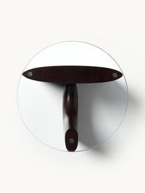 Ronde houten bijzettafel Miya met glazen tafelblad, Poten: massief populierenhout, Tafelblad: glas Dit product is gemaa, Populierenhout, donkerbruin gelakt, transparant, Ø 53 x H 55 cm