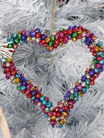 Adorno navideño con cascabeles Heart, Metal recubierto, Multicolor, An 14 x Al 14 cm