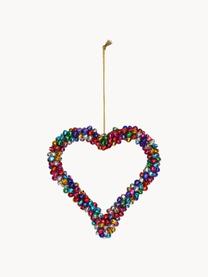 Adorno navideño con cascabeles Heart, Metal recubierto, Multicolor, An 14 x Al 14 cm