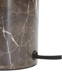 Lámpara de mesa pequeña de mármol Alma, Pantalla: vidrio, Cable: cubierto en tela, Beige, mármol marrón, Ø 23 x Al 24 cm