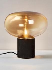 Petite lampe de chevet en marbre Alma, Ambré, brun, marbré, Ø 23 x haut. 24 cm