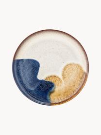 Assiettes plates artisanales avec dégradé Jules, 2 pièces, Grès cérame, Tons beiges et bleu, Ø 29 cm