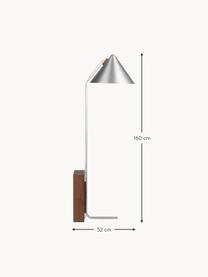 Vloerlamp Cone, Lampvoet: walnoothout, geolied, Zilverkleurig, H 160 cm