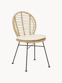 Polyrattan-Stühle Cordula mit Sitzkissen, 2 Stück, Sitzfläche: Polyethylen-Geflecht, Gestell: Metall, pulverbeschichtet, Sitzkissen: 100% Polyester, Hellbraun, Schwarz, B 48 x T 57 cm