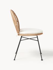 Krzesło z polirattanu z poduszką Cordula, 2 szt., Stelaż: metal malowany proszkowo, Jasny brązowy, czarny, S 48 x G 57 cm