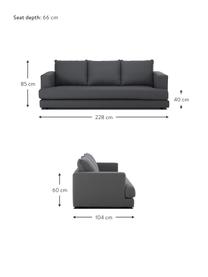 Divano 3 posti Tribeca, Rivestimento: poliestere Il rivestiment, Struttura: legno di faggio massiccio, Piedini: legno di faggio massiccio, Tessuto antracite, Larg. 228 x Prof. 104 cm