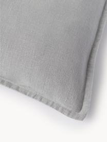 Housse de coussin pur lin gris clair Lanya, 100 % pur lin, Gris clair, larg. 40 x long. 40 cm