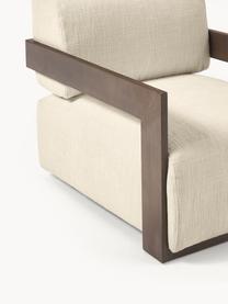 Poltrona lounge Cooper, Rivestimento: 97% poliestere, 3% lino I, Struttura: legno massello di frassin, Gambe: legno di rovere Questo pr, Tessuto bianco latte, Larg. 71 x Prof. 98 cm