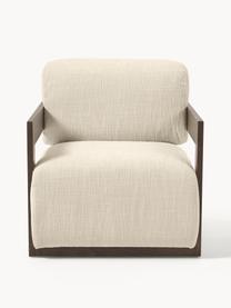 Loungefauteuil Cooper, Bekleding: 97% polyester, 3% linnen , Frame: massief essenhout, multip, Poten: eikenhout, Geweven stof gebroken wit, B 71 x D 98 cm