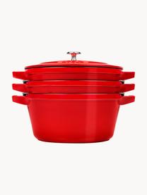 Kookpotten La Cocotte uit gietijzer, set van 3, Geëmailleerd gietijzer, Rood, glanzend, Set met verschillende formaten