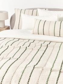 Housse de couette en percale de coton Arabella, Tons verts, blanc crème, larg. 200 x long. 200 cm