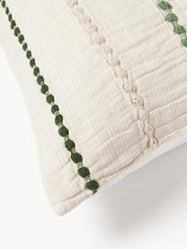 Housse de couette en percale de coton Arabella, Tons verts, blanc crème, larg. 200 x long. 200 cm