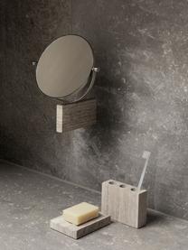 Espejo tocador de mármol para pared Lamura, Espejo: cristal, Beige, plateado, Ø 23 x Al 27 cm