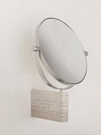 Miroir de salle de bain marbre avec suspension murale Lamura, Beige, couleur argentée, Ø 23 x haut. 27 cm