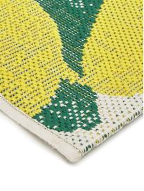 In- & outdoor loper Limonia met citroenenprint, 86% polypropyleen, 14% polyester, Crèmewit, geel, groen, 80 x 250 cm