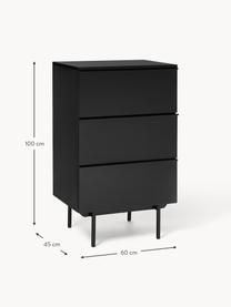 Petite commode en bois Elona, Noir, larg. 60 x haut. 100 cm