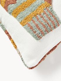 Housse de coussin 45x45 réversible hivernale Nathaniel, 100 % coton, Ocre, vert sauge, jaune, larg. 45 x long. 45 cm