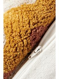 Getuftete Wendekissenhülle Nathaniel mit winterlichem Motiv, 100 % Baumwolle, Ocker, Salbeigrün, Gelb, B 45 x L 45 cm