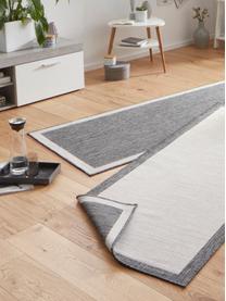 Tapis réversible intérieur-extérieur gris/crème Panama, 100 % polypropylène, Blanc cassé, gris, larg. 80 x long. 250 cm