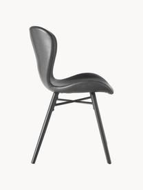 Kunstleren stoelen Batilda, 2 stuks, Bekleding: kunstleer (polyurethaan) , Poten: rubberhout, gelakt, Kunstleer zwart, zwart, B 47 x D 53 cm
