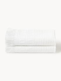 Serviette de toilette en piqué gaufré Yara, tailles variées, Blanc, Serviettes de toilette, larg. 50 x long. 100 cm, 2 pièces