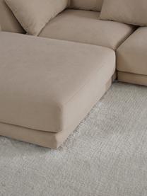 Modulares Sofa Jasmin (3-Sitzer) mit Hocker in Beige, Bezug: 85% Polyester, 15% Nylon , Gestell: Massives Fichtenholz FSC-, Füße: Kunststoff, Webstoff Beige, B 300 x H 84 cm