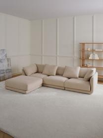 Modulares Sofa Jasmin (3-Sitzer) mit Hocker in Beige, Bezug: 85% Polyester, 15% Nylon , Gestell: Massives Fichtenholz FSC-, Füße: Kunststoff, Webstoff Beige, B 300 x H 84 cm