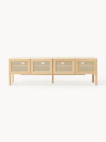 Credenza bassa in legno di quercia con intreccio viennese Jolie, Gambe: legno di quercia massicci, Legno di quercia, beige, Larg. 180 x Alt. 55 cm