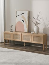 Credenza bassa in legno di quercia con intreccio viennese Jolie, Gambe: legno di quercia massicci, Legno di quercia, beige, Larg. 180 x Alt. 55 cm