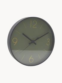Orologio da parete Time, Cornice: alluminio rivestito, vetr, Verde salvia, nero, Ø 25 x Prof. 4 cm