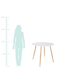 Gartentisch Linea, Tischplatte: Metall, beschichtet, Beine: Metall, beschichtet, Weiss, Hellbraun, Ø 90 cm