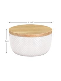 Bote para el baño de gres y bambú Dotty, Blanco, Ø 11 x Al 7 cm