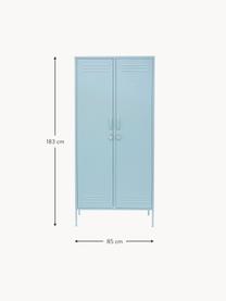 Kleiner Kleiderschrank The Twinny, Stahl, pulverbeschichtet, Hellblau, B 85 x H 183 cm