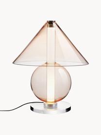 Mundgeblasene LED-Tischlampe Fragile, dimmbar, Peach transparent, Silberfarben, Ø 31 x H 35 cm