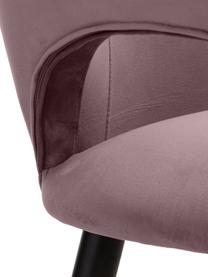 Fluwelen armstoel Rachel in roze, Bekleding: fluweel (hoogwaardig poly, Poten: gepoedercoat metaal, Fluweel mauve, B 56 x D 70 cm