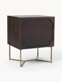 Nachttisch Luca aus massivem Mangoholz mit Schublade, Gestell: Metall, beschichtet, Mangoholz, Goldfarben, B 45 x H 57 cm