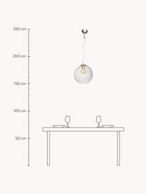 Mundgeblasene Pendelleuchte Golden aus Glas, Lampenschirm: Glas, Transparent, Goldfarben, Ø 35 x H 36 cm