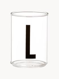 Design waterglas Personal met letters (varianten van A tot Z), Borosilicaatglas, Transparant, zwart, Waterglas A, 300 ml