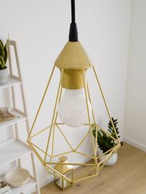 Kleine hanglamp Kyle in goudkleur, Baldakijn: geborsteld metaal, Lampenkap: geborsteld metaal, Goudkleurig, Ø 17 x H 21 cm