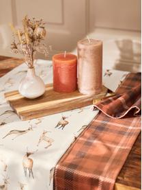 Zamatový stolový behúň s motívom jeleňov Herde, 100 % polyesterový zamat, Béžová, tóny hnedej, Š 40 x D 145 cm