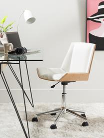 Kancelárska otočná stolička z umelej kože Clar, výškovo nastaviteľná, Biela, béžová