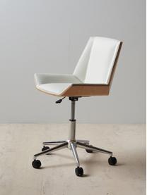 Sedia girevole da ufficio in similpelle Clar, Rivestimento: similpelle (poliuretano), Struttura: truciolato, Gambe: metallo, Ruote: materiale sintetico, Bianco, Beige, Larg. 54 x Prof. 52 cm