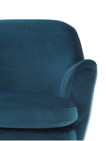 Fluwelen fauteuil Chisa in blauw, Bekleding: polyester (fluweel), Poten: gepoedercoat metaal, Fluweel marineblauw, B 68 x D 73 cm