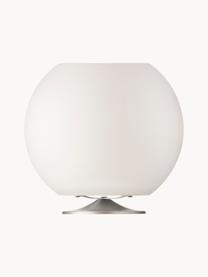 Dimbare LED tafellamp Sphere met Bluetooth-luidspreker en flessenkoeler, Lampenkap: polyethyleen, Wit, zilverkleurig, Ø 38 x H 36 cm