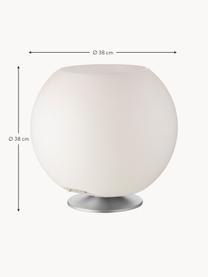 Lampada da tavolo LED con luce regolabile e altoparlante Bluetooth Sphere, Paralume: polietilene, Struttura: metallo rivestito, Bianco, argentato, Ø 38 x Alt. 36 cm