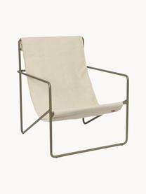 Fauteuil lounge Desert, Vert foncé, tissu beige, larg. 63 x prof. 66 cm