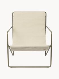 Fauteuil lounge Desert, Vert foncé, tissu beige, larg. 63 x prof. 66 cm