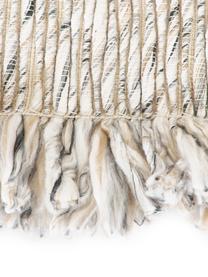 Tappeto a tessitura piatto con frange Bunko, 86% poliestere riciclato, 14% cotone, Beige maculato, Larg. 80 x Lung. 150 cm (taglia XS)