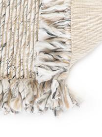 Tappeto a tessitura piatto con frange Bunko, 86% poliestere riciclato, 14% cotone, Beige maculato, Larg. 80 x Lung. 150 cm (taglia XS)