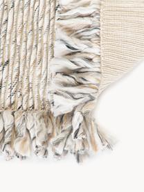 Flachgewebter Teppich Bunko mit Fransen, 86 % recyceltes Polyester, 14 % Baumwolle, Beige, meliert, B 80 x L 150 cm (Grösse XS)